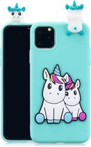 Voor iPhone 11 3D Cartoon patroon schokbestendige TPU beschermhoes (paar eenhoorn)