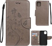 Voor iPhone 11 Pro Butterfly Flower Pattern Horizontale Flip Leather Case met houder & kaartsleuven & portemonnee (grijs)