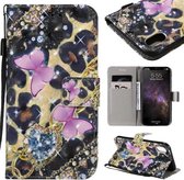 Voor iPhone 11 Pro Max 3D Geschilderd Patroon Horizontale Leren Flip Case, met Portemonnee & Houder & Kaartsleuven & Lanyard (Roze Vlinder)