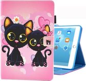 Voor iPad 10.2 inch Gekleurde Tekening Patroon Horizontale Flip Leren Case met Houder & Kaartsleuven & Fotolijst (Twee Zwarte Katten)