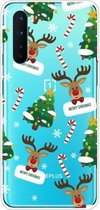 Voor OnePlus Nord Christmas Series transparante TPU beschermhoes (Cane Deer)