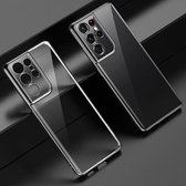 Voor Samsung Galaxy S21 Ultra 5G SULADA schokbestendig beplating siliconen transparant beschermhoes (zwart)