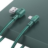 USAMS US-SJ458 U57 USB naar micro-USB dubbele elleboog kleurrijke lamp oplaadkabel, lengte: 1,2 m (groen)