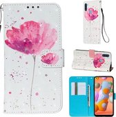 Voor Galaxy M11 3D Schilderen Horizontale Flip Leren Case met Houder & Kaartsleuf & Portemonnee & Lanyard (Roze Bloem)