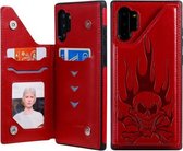 Voor Galaxy Note10 + Skull Head Embossing Pattern Schokbestendige beschermhoes met houder & kaartsleuven & portemonnee (rood)