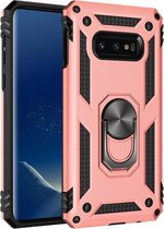 Sergeant Armor Shockproof TPU + PC beschermhoes voor Galaxy S10e, met 360 graden rotatiehouder (roségoud)