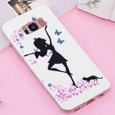 Voor Galaxy S8 Noctilucent IMD Dancing Girl Pattern Soft TPU Back Case Protector Cover