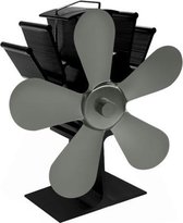 YL602 5-blads hoge temperatuur metalen warmteaangedreven haardkachelventilator (grijs)