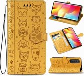 Voor Geschikt voor Xiaomi Mi Note 10 Lite Mooie kat en hond Embossing patroon Horizontale flip lederen tas, met houder & kaartsleuven & portemonnee & cartoon sluiting & lanyard (ge