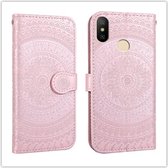 Voor Xiaomi Redmi Note 6 Pro Pressed Printing Pattern Horizontale Flip PU Leather Case, met houder & kaartsleuven & portemonnee & & Lanyard (roze)