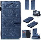 Voor Geschikt voor Xiaomi Redmi 7A Olifant Embossing Horizontale Flip Leren Case met Houder & Kaartsleuven & Portemonnee & Lanyard (Blauw)