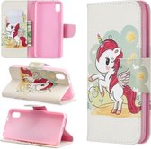Gekleurde tekening patroon horizontale flip lederen tas met houder & kaartsleuven & portemonnee voor Xiaomi Redmi 7A (eenhoorn)