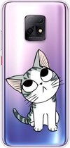 Voor Xiaomi Redmi 10X 5G gekleurd tekeningpatroon zeer transparant TPU beschermhoes (kat)