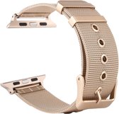 Geschikt voor Apple Watch Series 6 & SE & 5 & 4 44mm / 3 & 2 & 1 42mm Milanese roestvrijstalen horlogeband met dubbele gesp (retro goud)