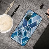 Voor Samsung Galaxy S20 FE Frosted Fashion Marble Shockproof TPU beschermhoes (donkerblauw vierkant)