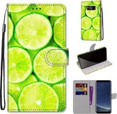 Voor Samsung Galaxy S8 Gekleurde Tekening Cross Textuur Horizontale Flip PU Lederen Case met Houder & Kaartsleuven & Portemonnee & Lanyard (Lime)