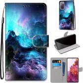 Voor Samsung Galaxy S20 FE Gekleurde Tekening Cross Textuur Horizontale Flip PU Lederen Case met Houder & Kaartsleuven & Portemonnee & Lanyard (Kleurrijke Wolken)