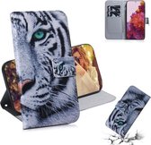 Voor Samsung Galaxy S21 Ultra 5G Gekleurde Tekening Horizontale Flip Leren Case, met Houder & Kaartsleuven & Portemonnee (Tijger)