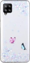 Voor Samsung Galaxy A42 gekleurde tekening patroon transparant TPU beschermhoes (bloem vlinder)