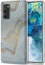 Voor Samsung Galaxy S20 FE TPU Gilt Marble Pattern beschermhoes (lichtblauw)