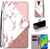 Voor Xiaomi Redmi Note 9 / 10X 4G Gekleurde Tekening Cross Texture Horizontale Flip PU Leather Case met Houder & Kaartsleuven & Portemonnee & Lanyard (Powder Stone Texture)