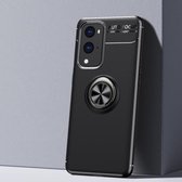 Voor OnePlus 9 Pro metalen ringhouder 360 graden roterende TPU-hoes (zwart + zwart)