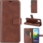 Retro Kalfspatroon Gesp Horizontale Flip Leren Case met Houder & Kaartsleuven & Portemonnee Voor Motorola Moto G9 Power (Donkerbruin)