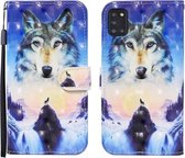 Voor Samsung Galaxy A31 3D Geschilderd Patroon Horizontale Flip Leren Case met Houder & Portemonnee & Kaartsleuf & Lanyard (Sunrise Wolf)