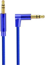 AV01 3,5 mm male naar male elleboog audiokabel, lengte: 1 m (blauw)