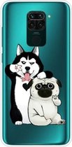 Voor Xiaomi Redmi Note 9 schokbestendig geverfd transparant TPU beschermhoes (selfie hond)