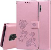Voor Geschikt voor Xiaomi Redmi Note 9 Pro Rose reliëf horizontale flip PU lederen tas met houder & kaartsleuven & portemonnee (rose goud)
