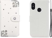 Voor Xiaomi Redmi 6 Pro Horizontale Flip Effen Kleur Strass Leren Case met Kaartsleuf & Portemonnee & Houder (Diagonale Bloem)