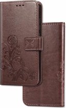 Voor Xiaomi CC9 Pro / Note 10 Lucky Clover Pressed Flowers Pattern Leather Case met houder & kaartsleuven & portemonnee & draagriem (bruin)