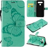 Voor LG K41S & K51S 3D Vlinder Reliëfpatroon Horizontale Flip Leren Case met Houder & Kaartsleuf & Portemonnee & Lanyard (Groen)