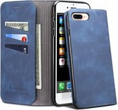 PU + TPU horizontaal lederen flip-hoesje met houder en kaartsleuven en portemonnee voor iPhone 7 Plus / 8 Plus (blauw)