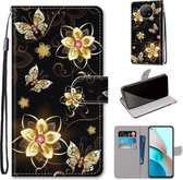 Voor Geschikt voor Xiaomi Redmi Note 9T / Note 9 5G Gekleurde tekening Cross Texture Horizontale Flip PU lederen tas met houder & kaartsleuven & portemonnee & Lanyard (Gold Diamond