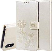 Voor Geschikt voor Xiaomi Redmi 9A Rose reliëf horizontale flip PU lederen tas met houder & kaartsleuven & portemonnee (goud)