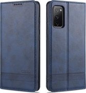 Voor Samsung Galaxy S20 FE AZNS Magnetische Kalf Textuur Horizontale Flip Leren Case met Kaartsleuven & Houder & Portemonnee (Donkerblauw)
