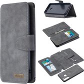 Voor Samsung Galaxy A21 Afneembare Frosted Magnetische Horizontale Flip Leren Case met Kaartsleuven & Houder & Rits Portemonnee & Fotolijst (Grijs)