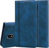 Voor Samsung Galaxy J7 / J730 (EU) Frosted Business Magnetische Horizontale Flip PU lederen tas met houder & kaartsleuf & lanyard (blauw)