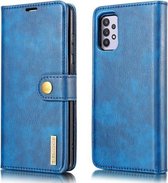 Voor Samsung Galaxy A32 5G DG.MING Crazy Horse Texture Flip afneembare magnetische lederen tas met houder & kaartsleuven & portemonnee (blauw)