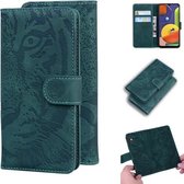 Voor Samsung Galaxy A50 / A30s Tiger Embossing Pattern Horizontale Flip lederen tas met houder & kaartsleuven & portemonnee (groen)