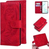 Voor Samsung Galaxy Note 10 Pro Tiger Embossing Pattern Horizontale Flip lederen tas met houder & kaartsleuven & portemonnee (rood)