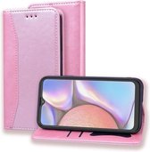 Voor Samsung Galaxy A10s Business Stitching Horizontale flip lederen hoes met dubbele vouw & beugel & kaartsleuven & fotolijst & portemonnee (rose goud)