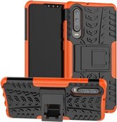 Tyre Texture TPU + PC schokbestendig hoesje voor Huawei P30, met houder (oranje)