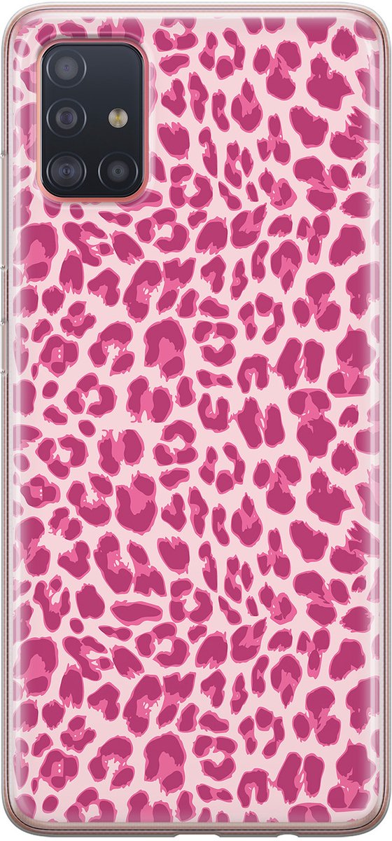 Leuke Telefoonhoesjes - Hoesje geschikt voor Samsung Galaxy A51 - Luipaard roze - Soft case - TPU - Roze