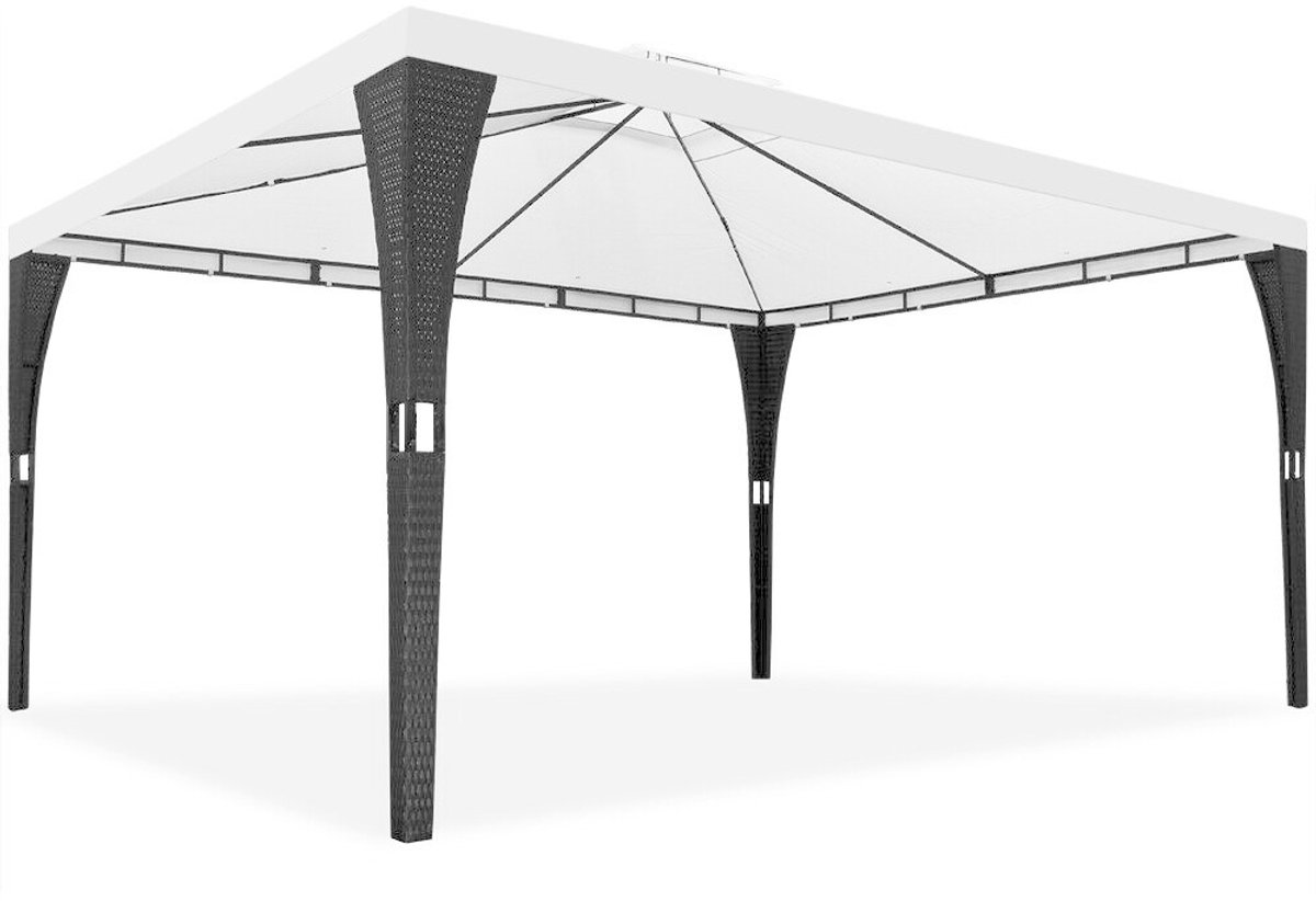 Deuba Paviljoen Polyrattan – 3x4 Meter/Weerbestendig – Zwart/Crème