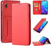 Voor Huawei Honor 8S / Y5 (2019) Sterk magnetisme Vloeibaar gevoel Horizontaal Flip lederen hoes met houder & kaartsleuven & portemonnee (rood)