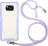 Voor Geschikt voor Xiaomi Poco X3 acryl + kleur TPU schokbestendig hoesje met nekkoord (paars)