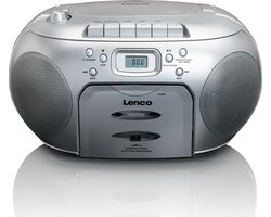 Lenco SCD-420SI - Draagbare radio CD speler met MP3 optie en koptelefoon - Zilver